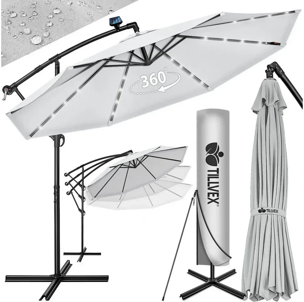 Ampelschirm Ø 350 cm Grau