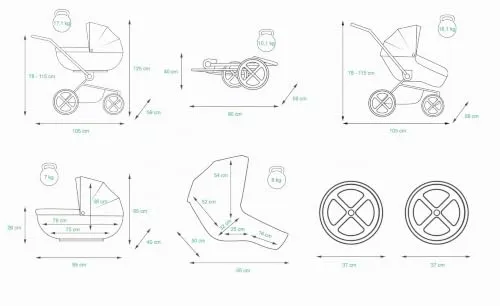 Babylux Kinderwagen 3in1 6