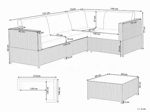 Beliani Garten Ecksofa UC 3