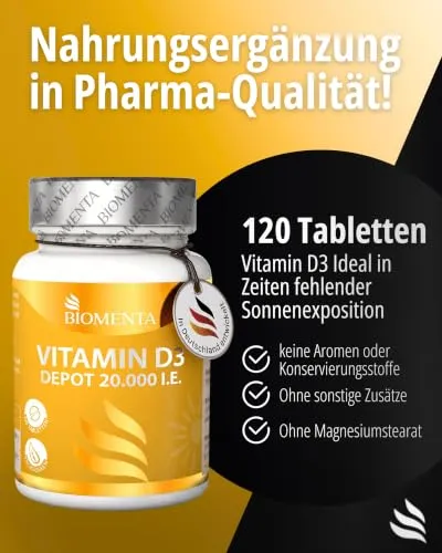 BIOMENTA Vitamin D3 20.000 I.E. 2