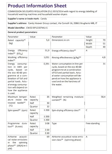 Candy CW50-BP12307WU 5