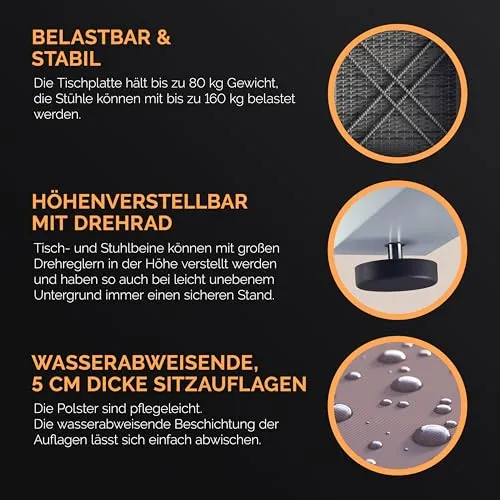 CASARIA Balkonmöbel Set 6