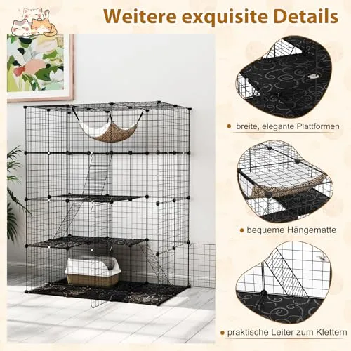 COSTWAY Katzenkäfig 4-stöckig 3