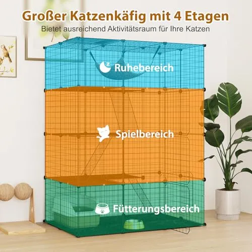 COSTWAY Katzenkäfig 4-stöckig 4
