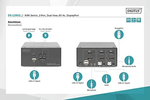 DIGITUS KVM-Switch 2-Port 3