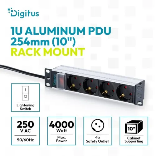 DIGITUS Steckdosenleiste 10 Zoll 2