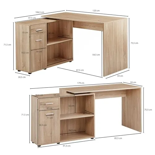 FineBuy Eckschreibtisch UC 3