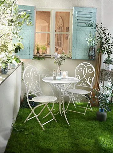FRANK FLECHTWAREN Bistro-Set White Romance 6