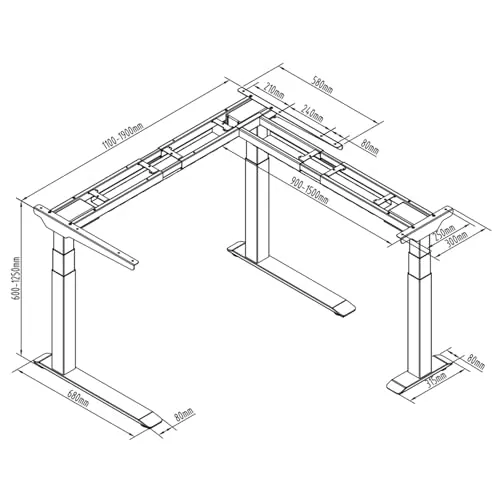 FROMM & STORCK Höhenverstellbares Eckschreibtischgestell 2