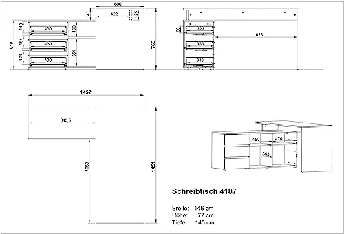 GERMANIA DIE MÖBELMACHER Winkelschreibtisch 3