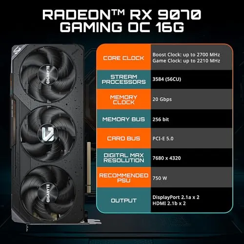 GIGABYTE Radeon RX 9070 Gaming OC 16G 2