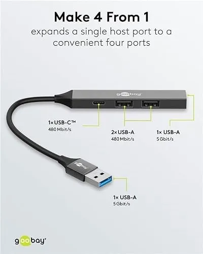 goobay 4-Port USB 3.2 Hub Slim 3