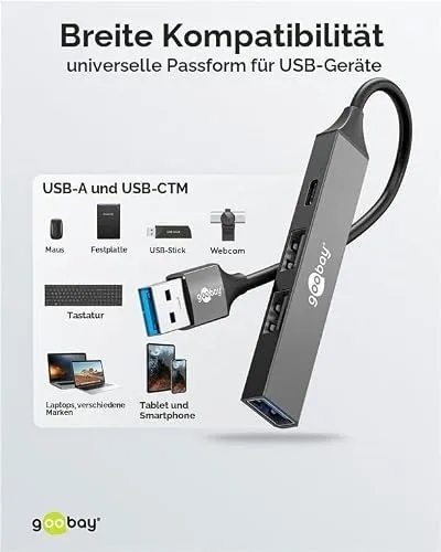 goobay 4-Port USB 3.2 Hub Slim 5