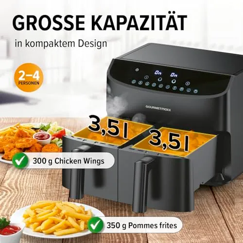 GOURMETmaxx Doppelkammer-Heißluftfritteuse UC 3