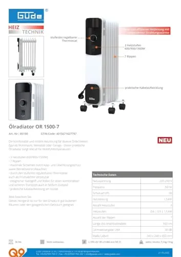 Güde Ölradiator OR 1500-7 5