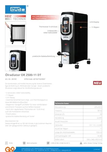 Güde Ölradiator OR 2500-11 DT 5