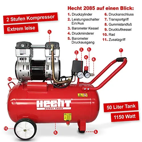Hecht 2-Stufen Flüsterkompressor 50 L 2