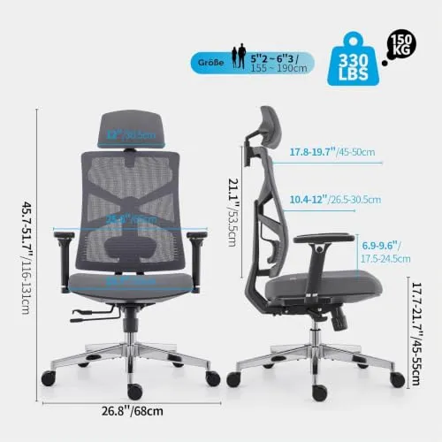 HOLLUDLE Ergonomischer Bürostuhl UC 2