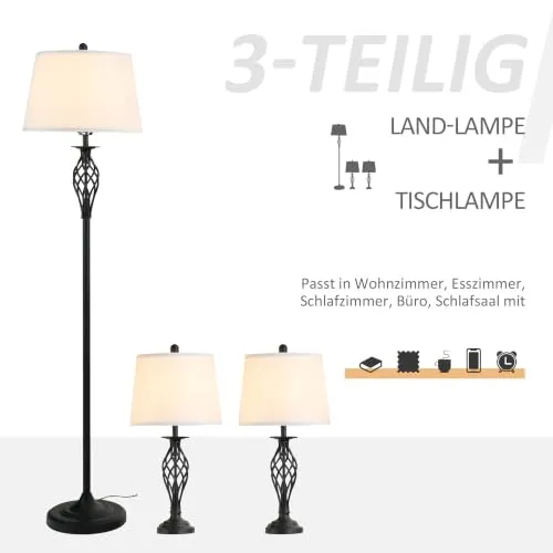 HOMCOM 3er-Lampenset 3