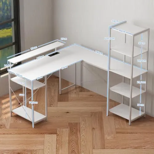 HOMCOM Gaming Tisch L Form