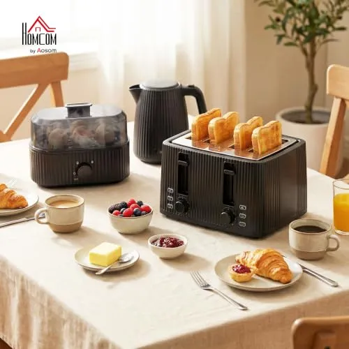 HOMCOM Wasserkocher Toaster Eierkocher Set 2