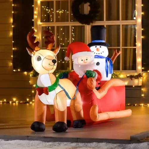HOMCOM Weihnachtsmann auf Schlitten 5