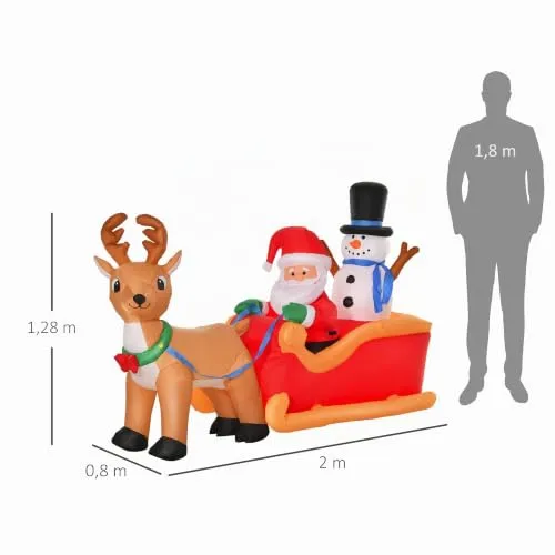 HOMCOM Weihnachtsmann auf Schlitten
