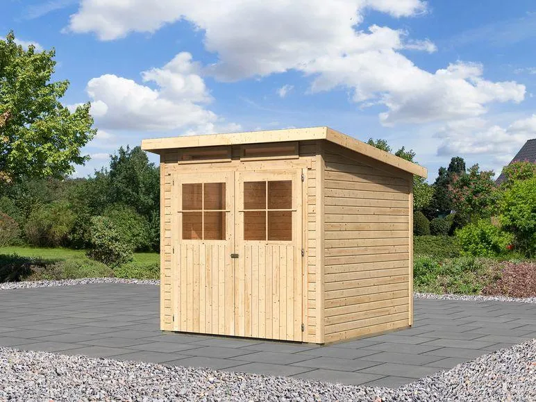 Karibu Locarno 3 SET Pultdach Gartenhaus inkl. Boden und 2 Oberlichtern