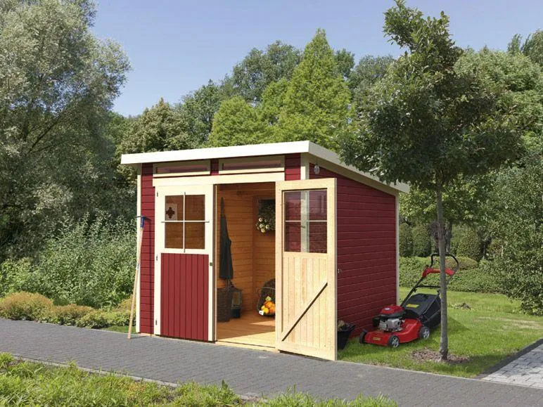 Karibu Locarno 4 SET Pultdach Gartenhaus inkl. Boden und 2 Oberlichtern