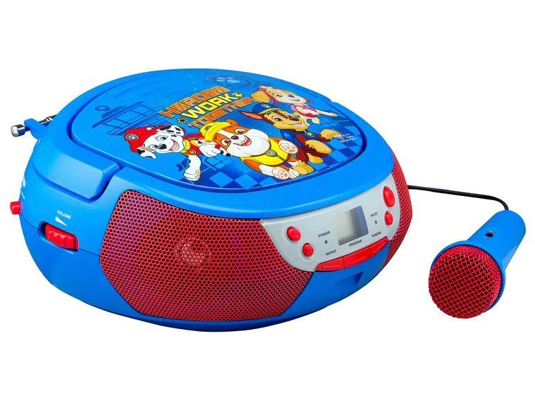ekids Paw Patrol CD Player mit Mikrofon für Kinder tragbar PW-430