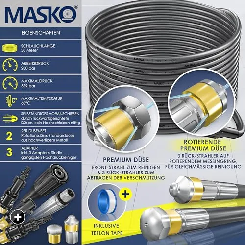MASKO Rohrreinigungsschlauch Set 2