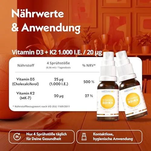 Mediakos Vitamin D3 + K2 4