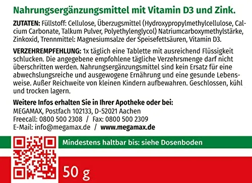 MEGAMAX Vitamin D3 1000 I.E. Plus 2