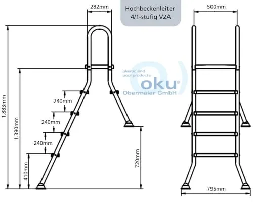 OKU Hochbeckenleiter V2A 2