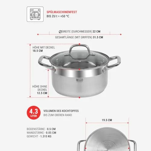 RESTO Edelstahltopf 22cm 3