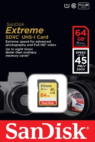 SanDisk Extreme SDHX, SDXC Class 10 UHS-I 45MB/s 300x 2