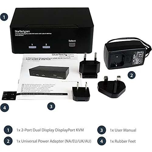 StarTech 2 Port Dual DisplayPort KVM Switch UC 6
