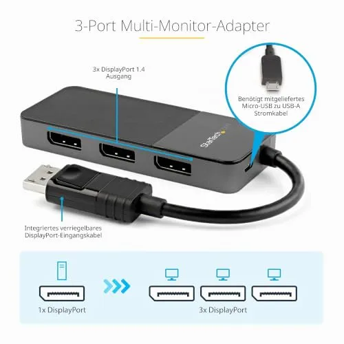 StarTech DisplayPort 1.4 MST Hub 2