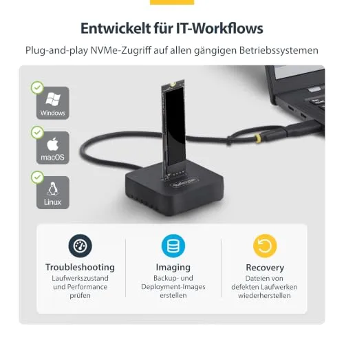 StarTech USB-C/USB-A auf M.2 NVMe SSD Dock UC 5