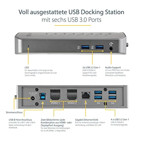 StarTech USB-C USB-A Universal Dual 4K Dock UC 2