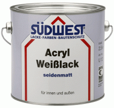 Südwest Acryl Weißlack seidenmatt 9010 reinweiß 2