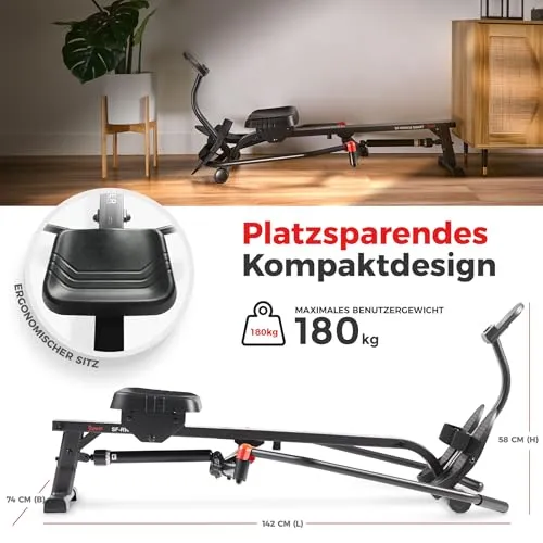 Sunny Health & Fitness Kompaktes Smart Rudergerät 2