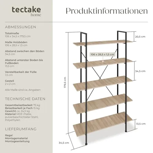tectake Bücherregal 2