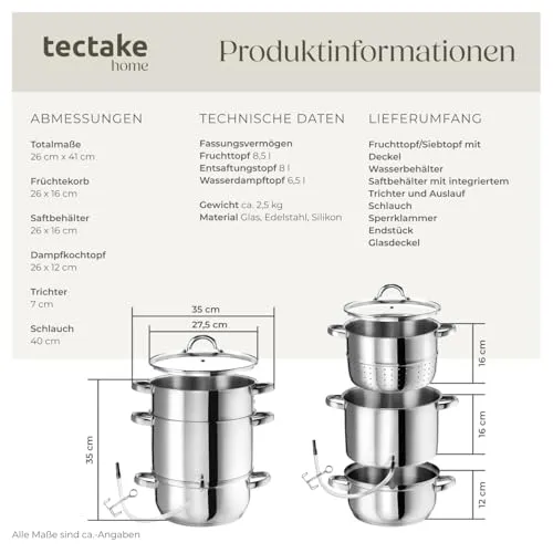 tectake Dampfentsafter 15L 5