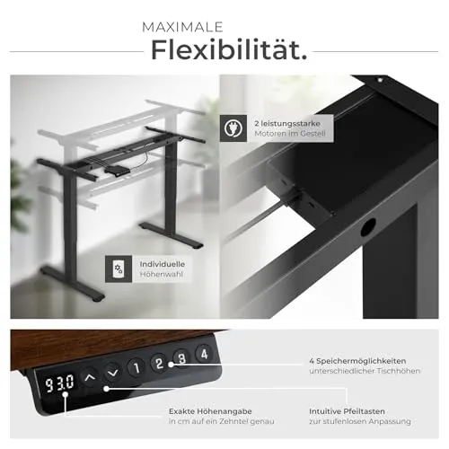 tectake elektrisch höhenverstellbarer Schreibtisch 4