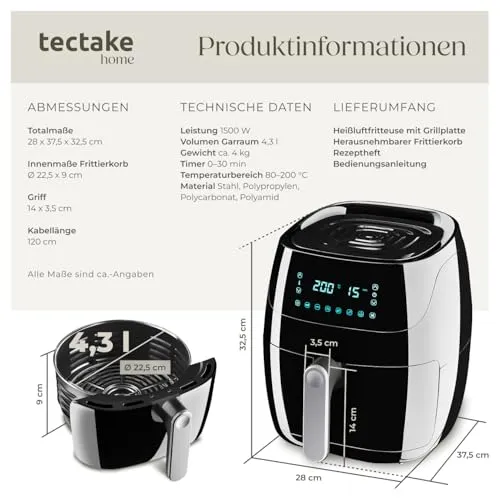 tectake Heißluftfritteuse 5