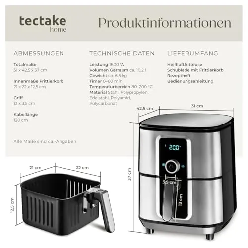 tectake Heißluftfritteuse XXL 6