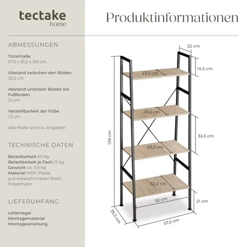 tectake Industrial Leiterregal 2