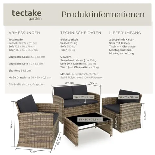 tectake Lounge Gartenmöbel Set 6