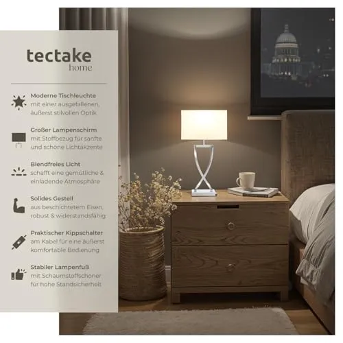 tectake Nachttischlampe UC 2